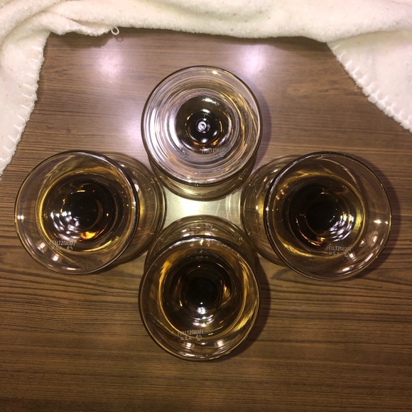 Pfaltzgraff VILLAGE Set of 4-5 1/8" Wine Glass Goblets Brown Etched Stemware - Picture 5 of 7